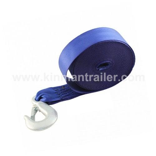 blue color hand winch tie down strap with grab hook