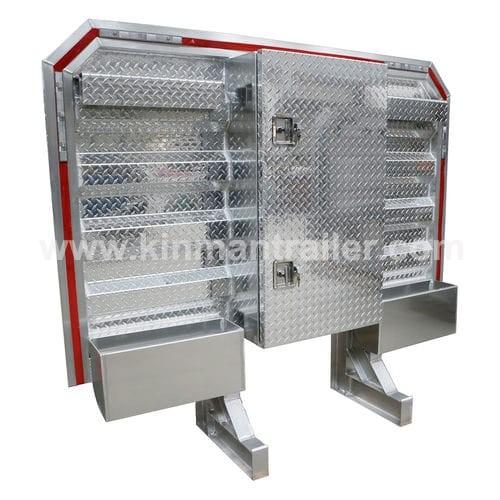 cargo control semi-truck cab rack with aluminum center enclosure