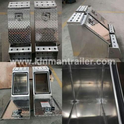 heavy duty truck underbody aluminum tool box with step ladder