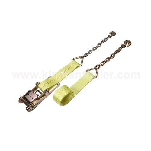 load securement cargo ratchet strap tie down with chain anchor