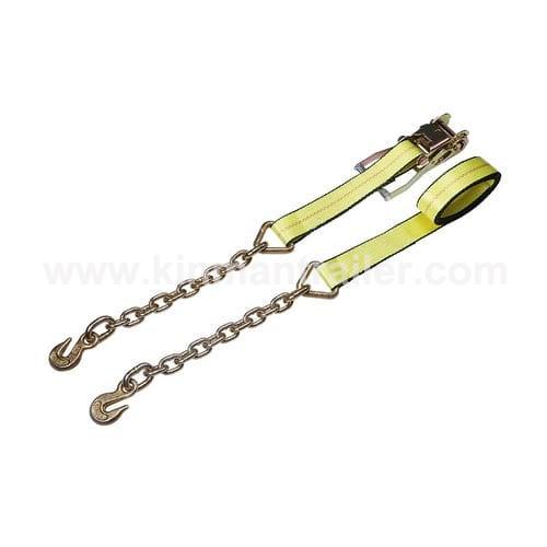 ratchet cargo tie down lashing strap with chain anchor