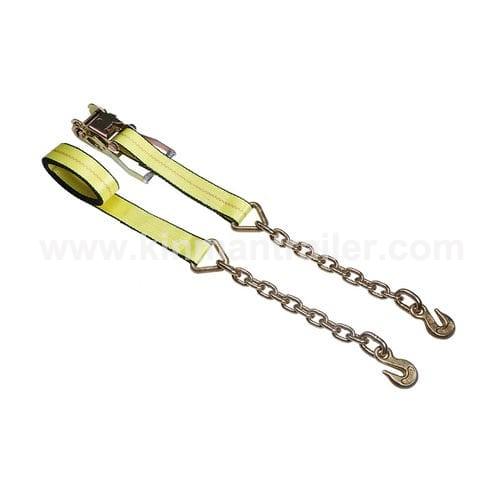 ratchet cargo tie down lashing strap with chain anchor