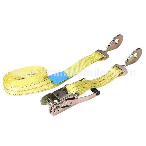 yellow webbing ratchet strap with swivel snap hook